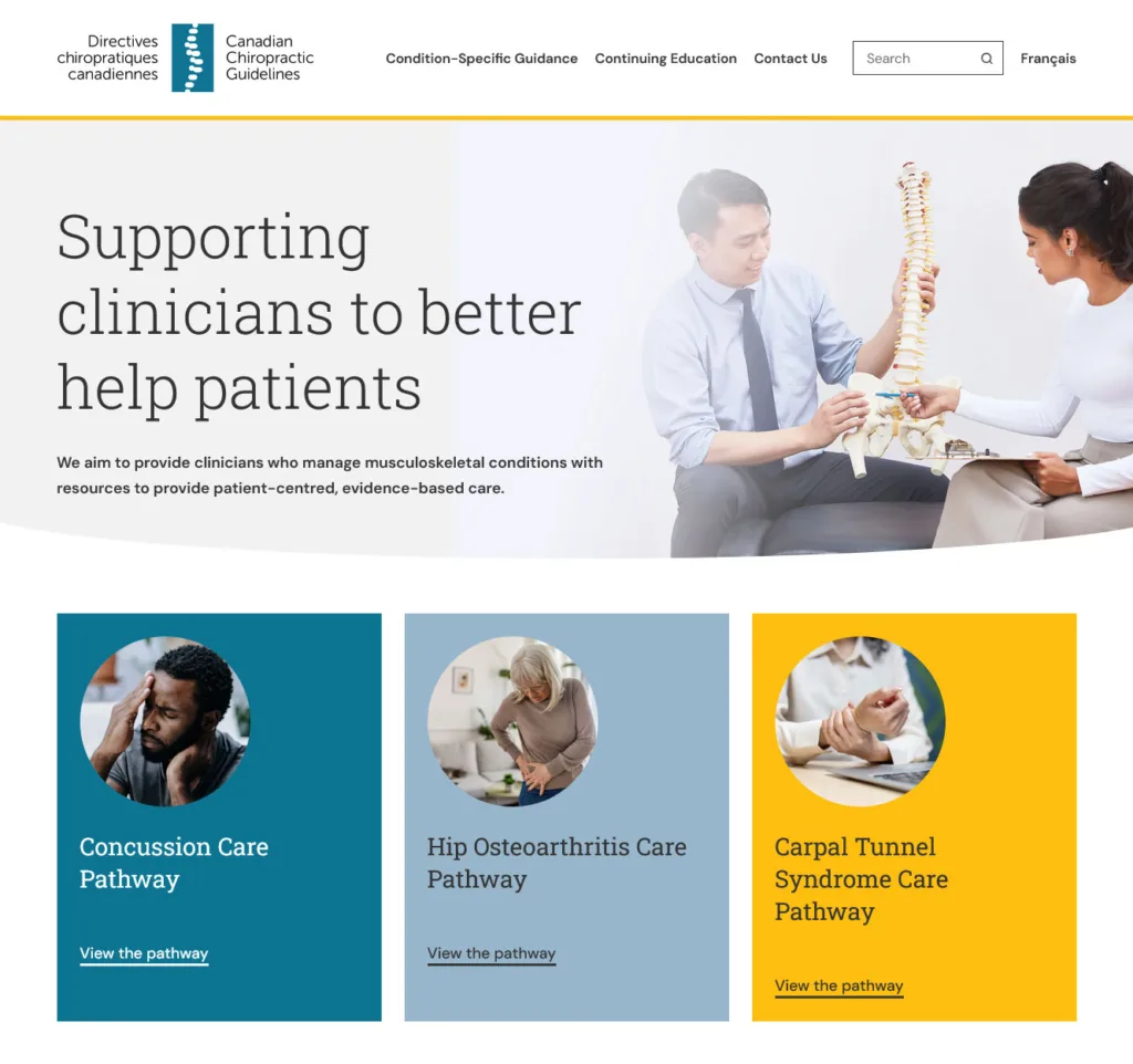 Optimized and secure WordPress website developed for Canadian Chiropractic Association.
